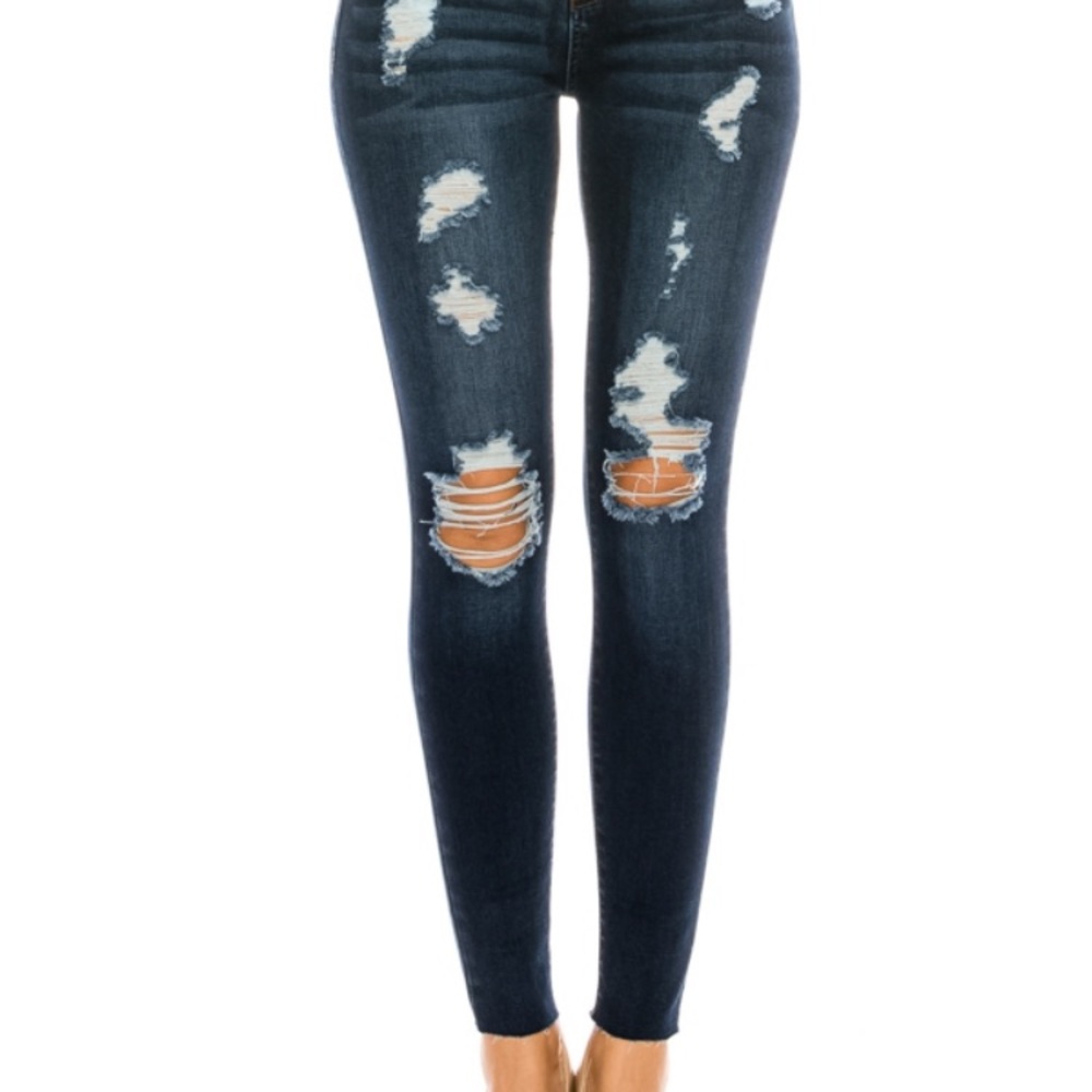 🆕. Distressed Mid Rise Ankle Skinny - Picture 5 of 6